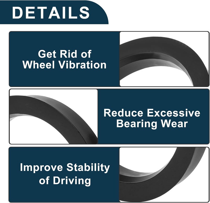 TUCKBOLD Car Wheel Hub Centric Rings Durable Wheels Center Shaft Shock Absorbing Hubrings Black 2 Pcs OD 82.1mm to ID 64.1mm Polycarbonate - Image 4